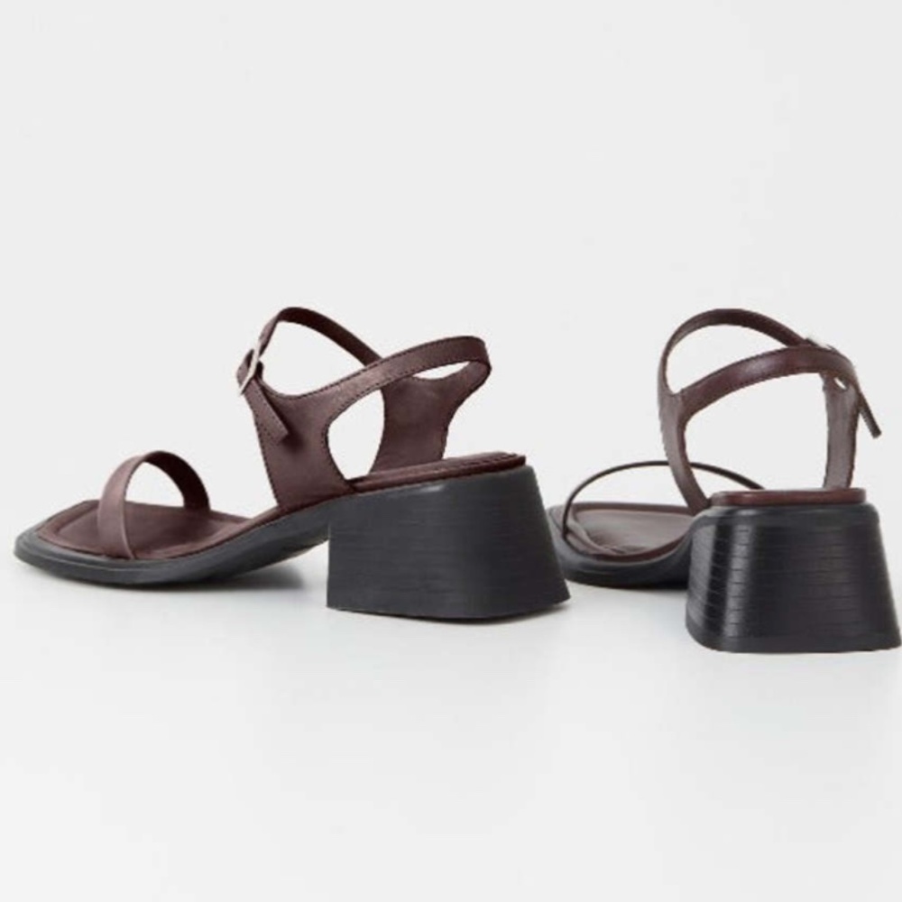 EUC Ines Vagabond Shoemakers 40  US10 Brown Chunk heels 2 Strap leather Sandal